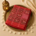 Exquisite Handwoven Red Ikat Silk Saree with Zari Border