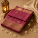 Elegant Magenta Handwoven Silk Saree with Traditional Zari Border