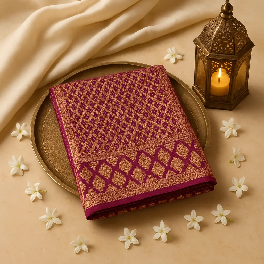 Elegant Purple Bandhani Saree with Intricate Gold Zari Border