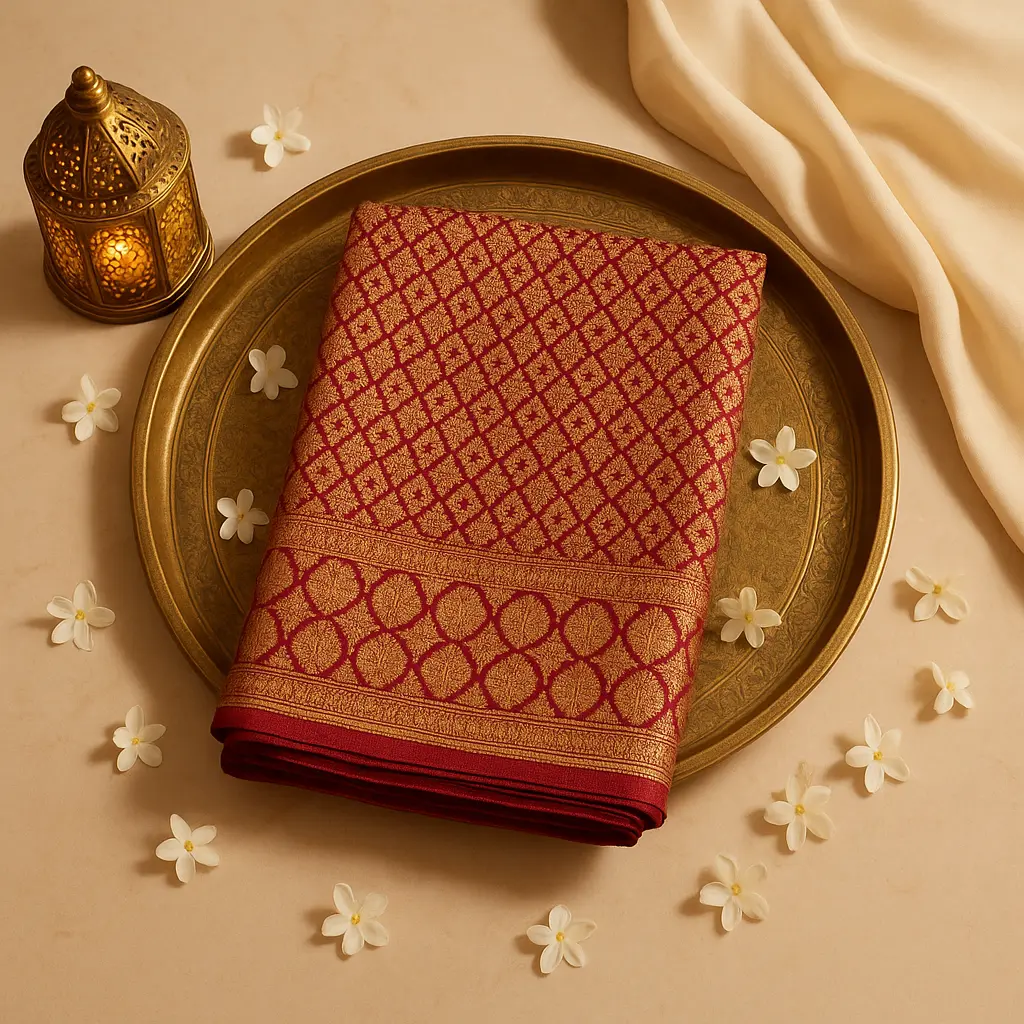 Elegant Maroon Bandhani Silk Saree With Rich Zari Border
