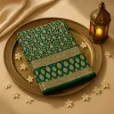 Elegant Bottle Green Bandhani Saree with Rich Gold Zari Border