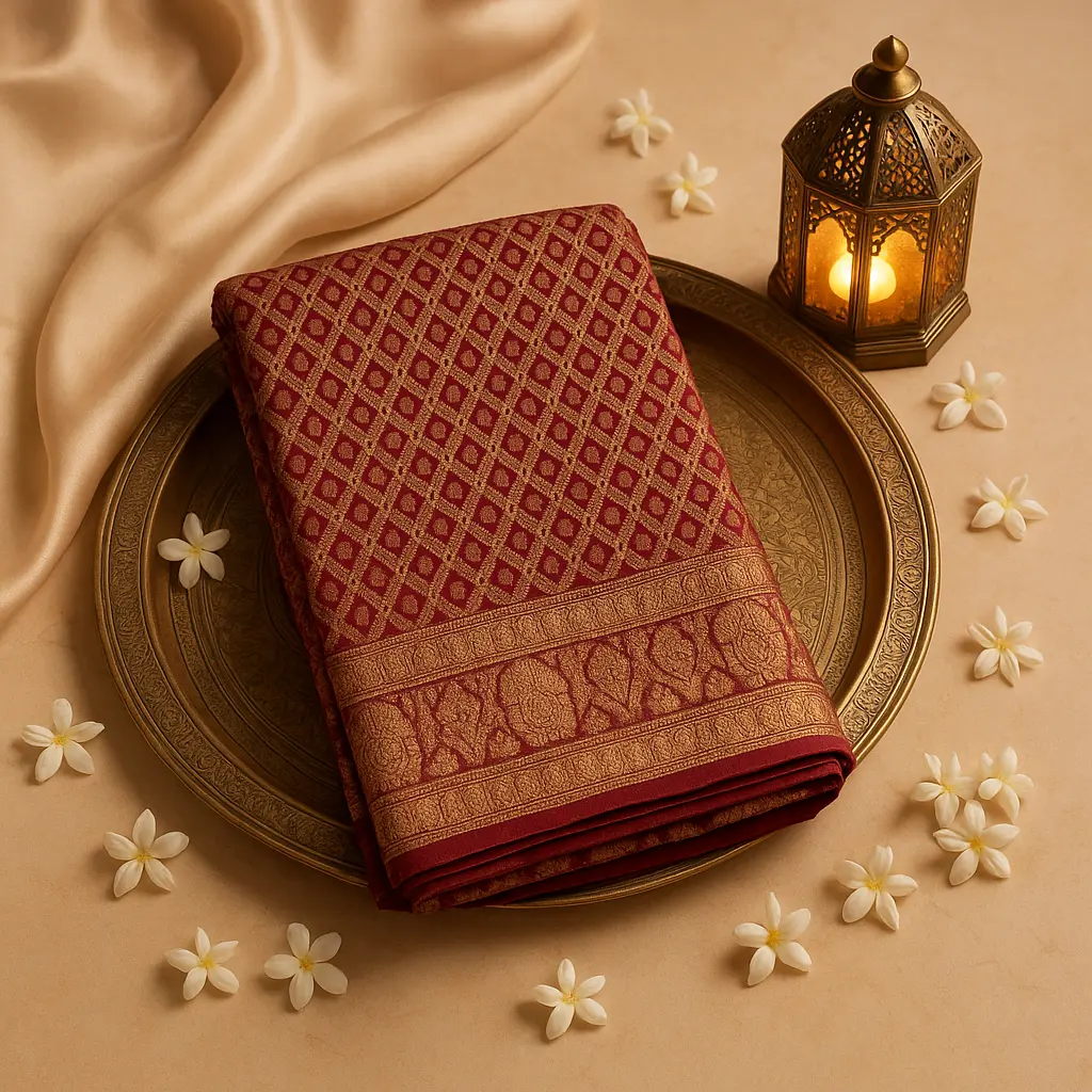Exquisite Maroon Bandhani Silk Saree With Intricate Zari Border