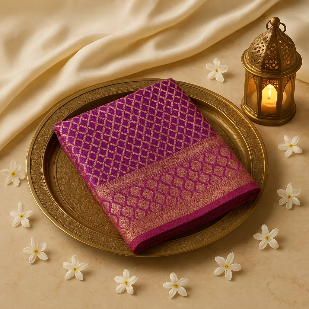 Exquisite Purple and Pink Bandhani Silk Designer Saree
