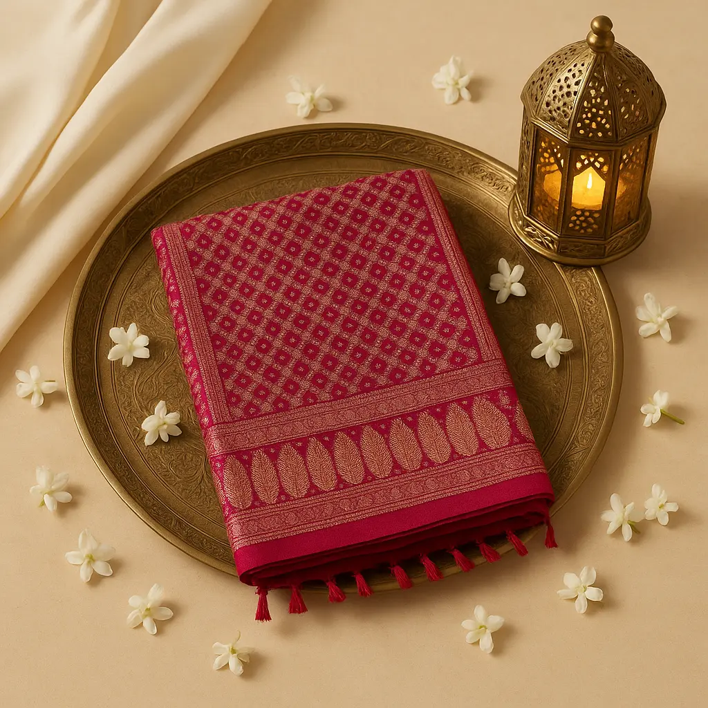 Exquisite Pink Bandhani Saree with Rich Zari Border