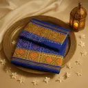 Royal Blue Patola Silk Saree With Intricate Zari Border