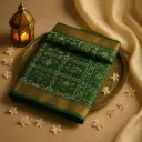 Elegant Forest Green Traditional Silk Saree with Antique Zari Border