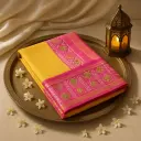 Exquisite Pink Patola Silk Saree With Golden Zari Border