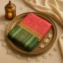 Elegant Green and Pink Traditional Handloom Ikat Silk Saree