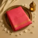 Elegant Pink Ikat Silk Saree with Rich Copper Zari Border