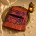 Elegant Purple Ikat Designer Saree with Rich Zari Border