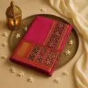 Elegant Traditional Maroon Ikat Silk Saree with Zari Border