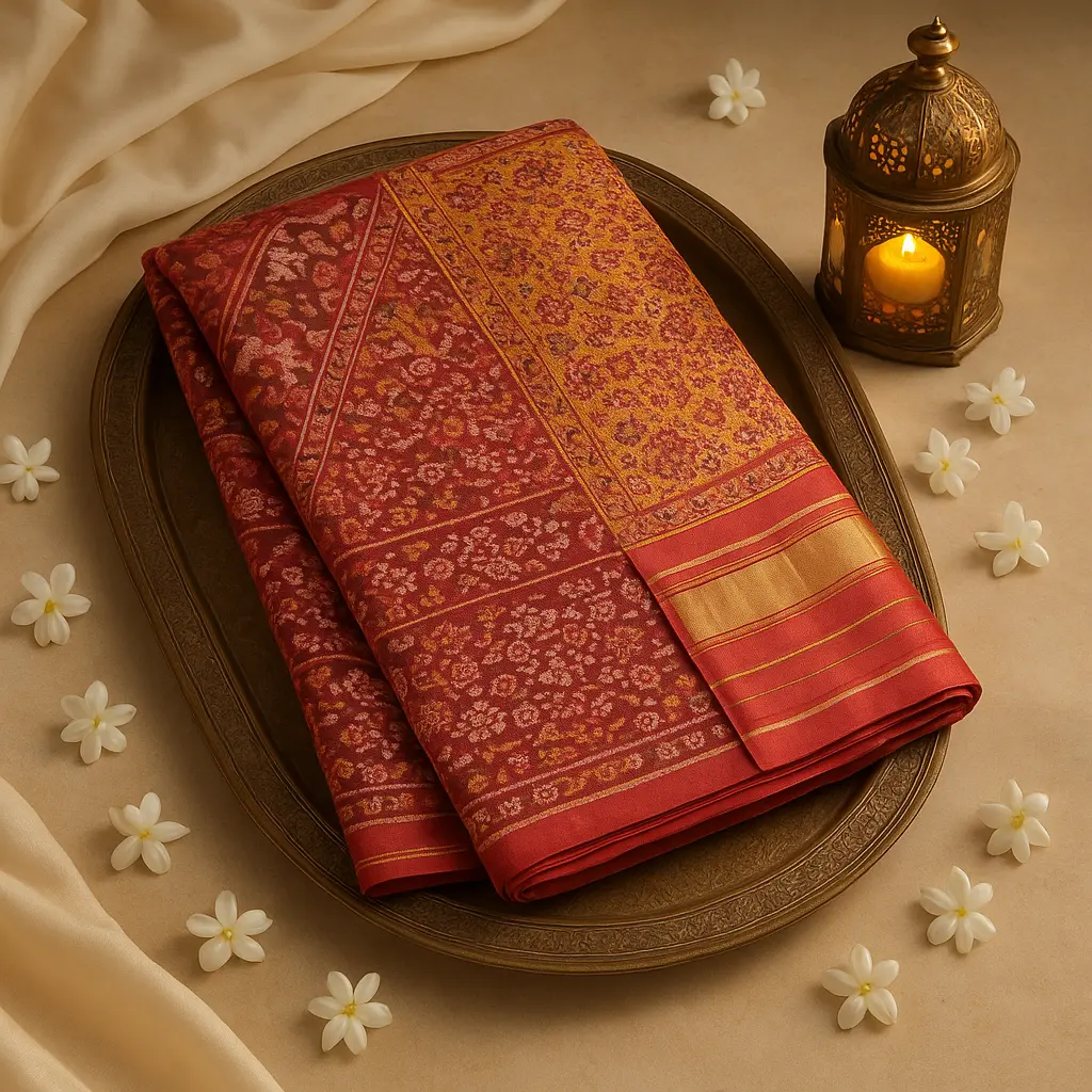 Exquisite Handwoven Patola Silk Saree with Traditional Zari Border