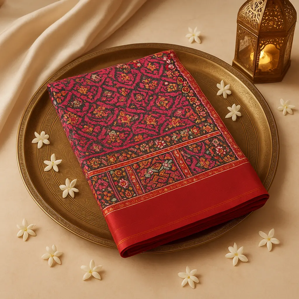 Exquisite Maroon Patola Silk Saree with Traditional Zari Border