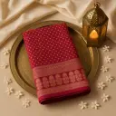 Elegant Magenta Bandhani Saree with Lucknowi Work Border