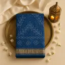 Elegant Navy Blue Bandhani Saree with Rich Zari Border