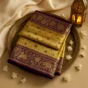 Royal Gold and Purple Meena Border Silk Designer Saree