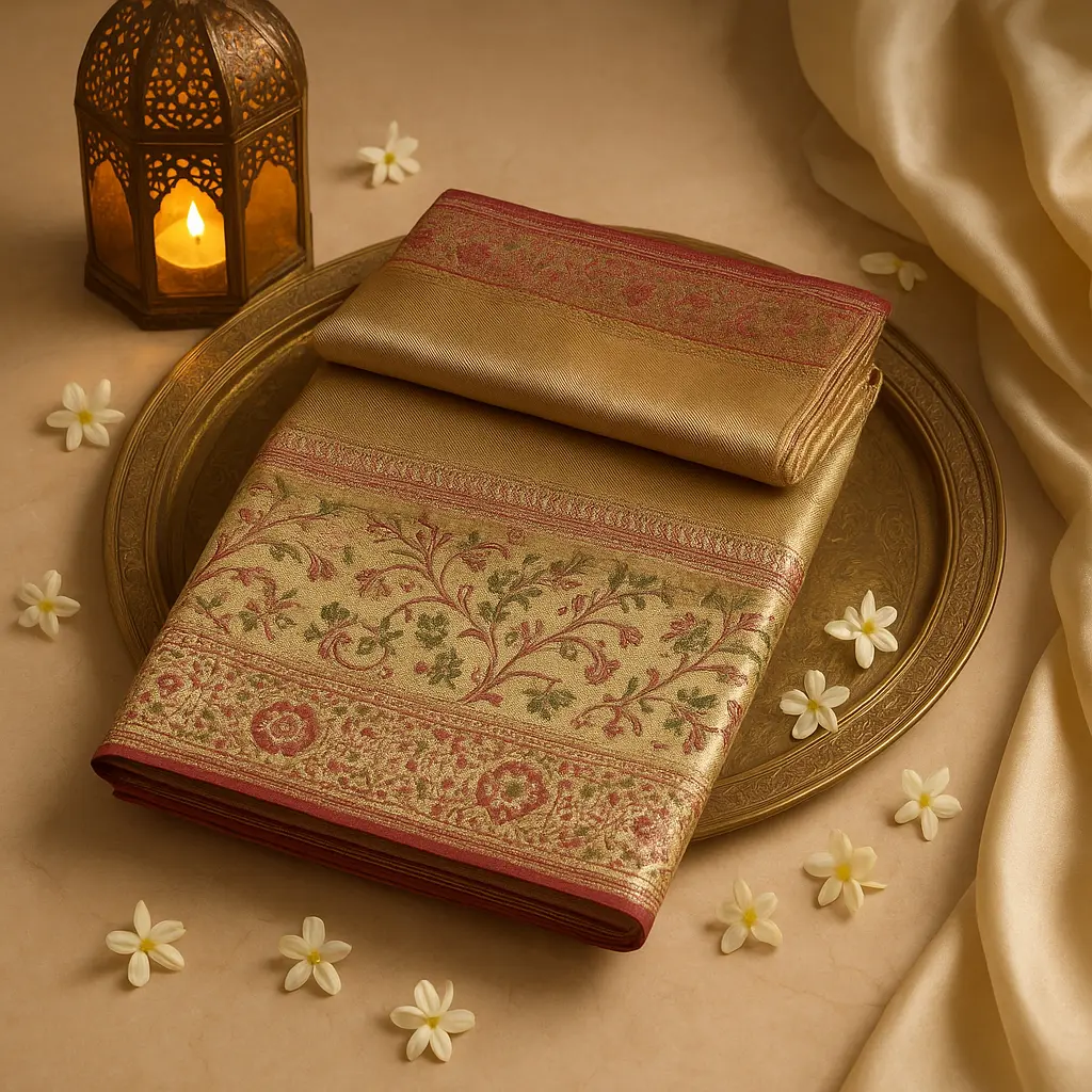 Exquisite Tissue Silk Saree with Traditional Peacock Zari Motifs