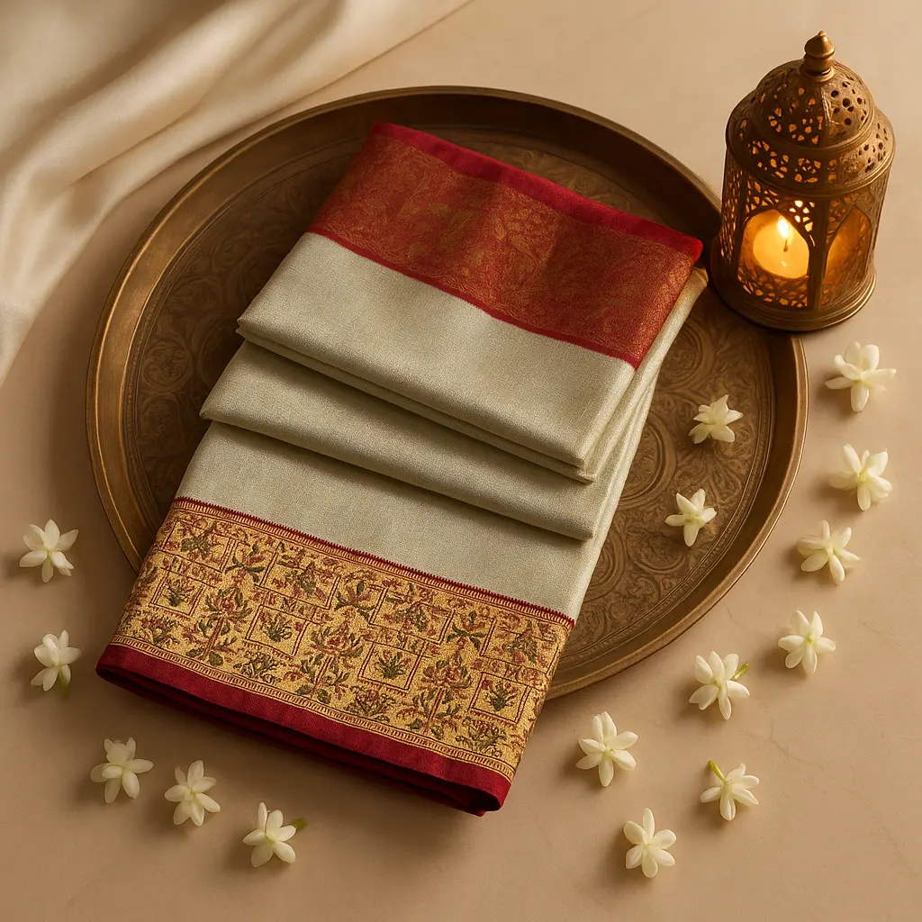 Elegant Silver and Maroon Traditional Kanjivaram Silk Saree