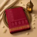 Elegant Maroon Bandhani Saree with Traditional Lucknowi Embroidery
