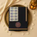 Elegant Black Ajrakh Print Designer Saree with Mandala Motif 