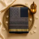 Elegant Black Ajrakh Print Designer Saree with Zari Border