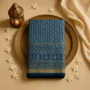 Elegant Blue Ajrakh Printed Designer Saree with Traditional Borders