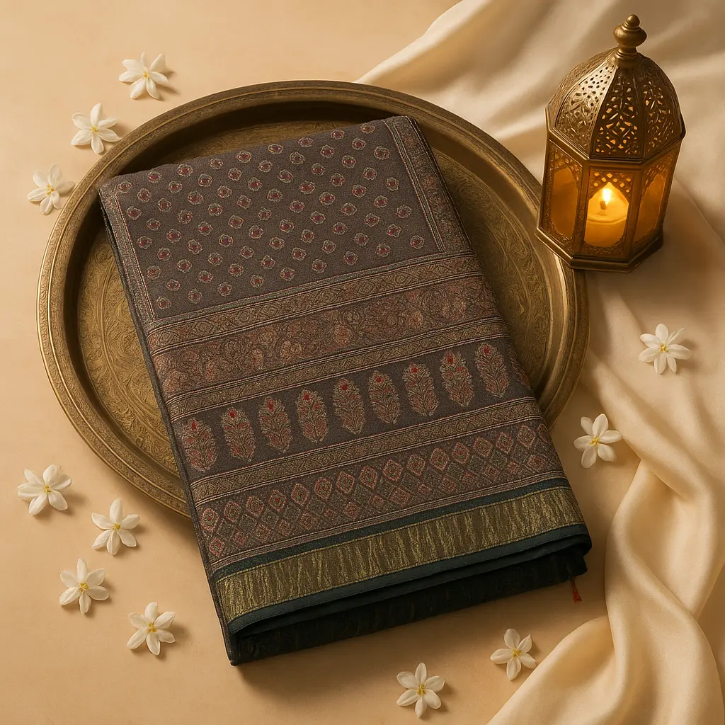 Elegant Ajrakh Mirror Work Designer Saree with Traditional Motifs