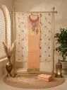 Peach Hand Embroidered Unstitched Silk Suit Material with Embroidered Dupatta 