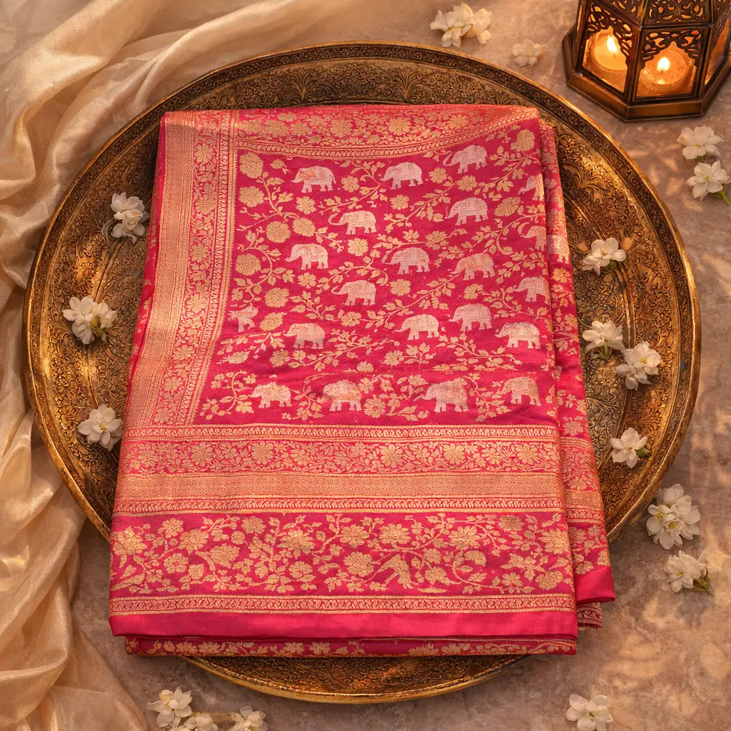 Luxurious Art Silk Saree with Zari Border