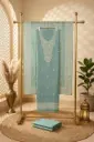Sea Green Silk Embroidered Unstitched Dress Material Suit Set