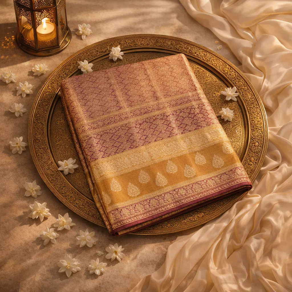 Luxurious Handcrafted Zari Embroidery Saree