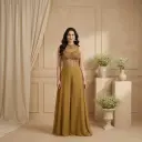Golden Ochre Embellished Corset Bustier Flared Indo-Western Jumpsuit
