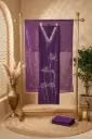 Purple Silk Unstitched Suit Material with Floral Pearl Embroidery
