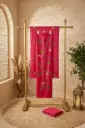 Rani Pink Embroidered Silk Unstitched Suit Material Set