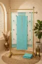 Aqua Blue n Cream Embroidered Unstitched Dress Material Suit