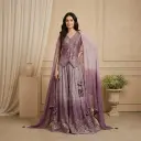 Mauve Embroidered Crop Top Sharara Set with Dupatta