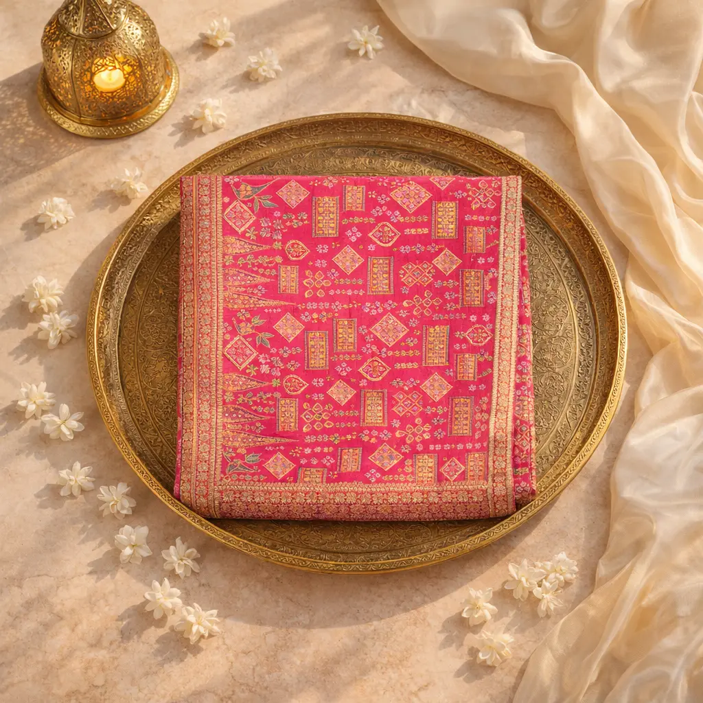 Luxury Handcrafted Pink Embroidered Saree