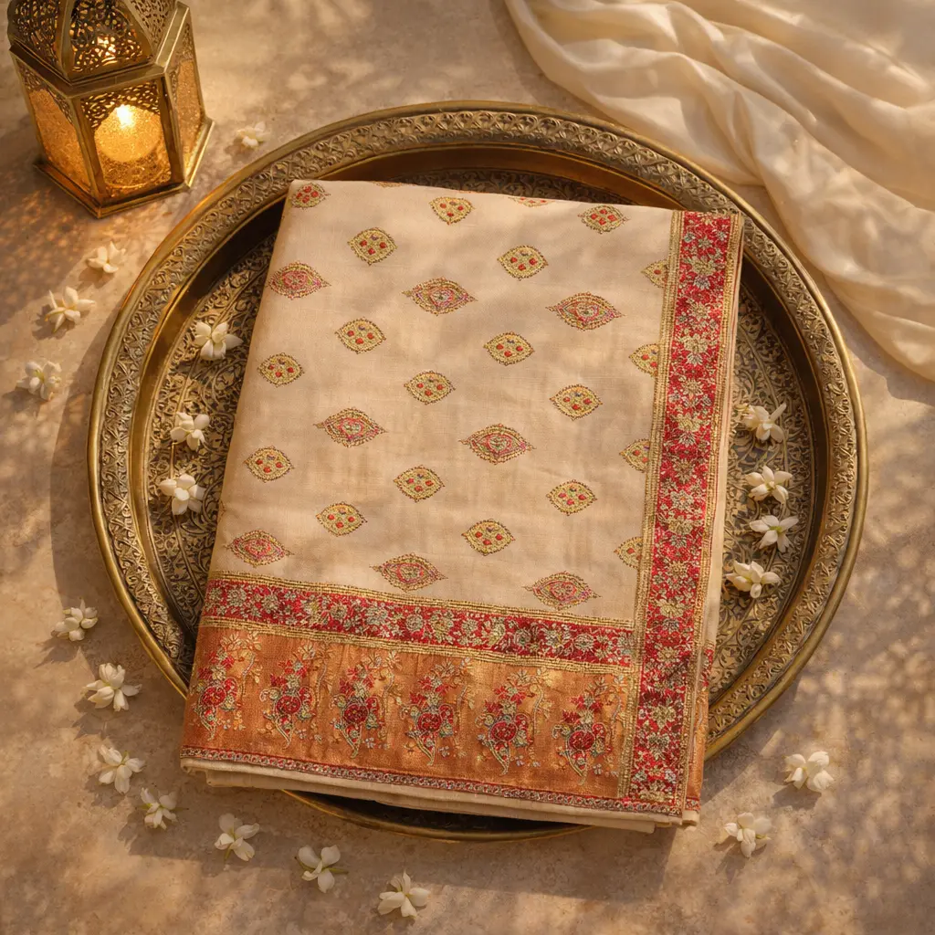 Elegant Handcrafted Saree with Zari Border