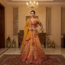 Mustard Yellow Silk Embroidered Bridal Lehenga Choli Set