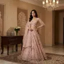 Blush Pink Embroidered Net Designer Lehenga Choli Set