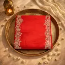 Elegant Red Embroidered Saree with Zari Work