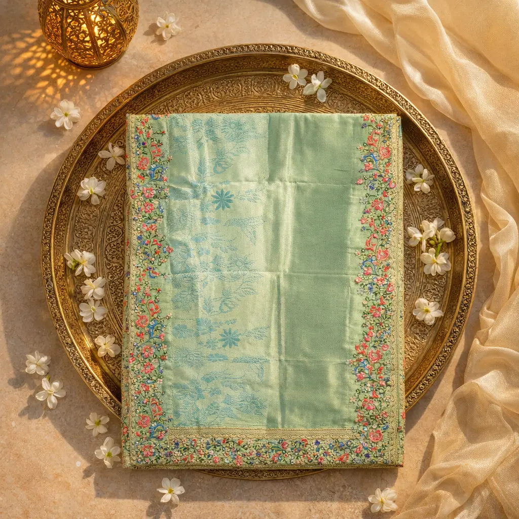 Elegant Embroidered Green Designer Saree